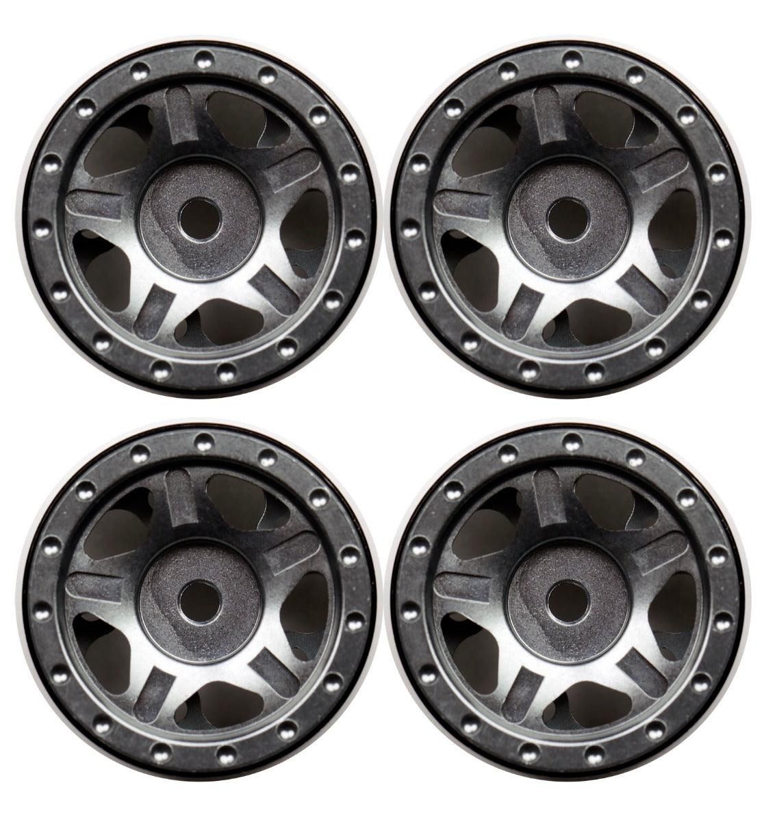 PHSCX2409-Grey Powerhobby Z2 1.0" Aluminum Beadlock Crawler Wheels Black 1/24 Axial SCX24 C10
