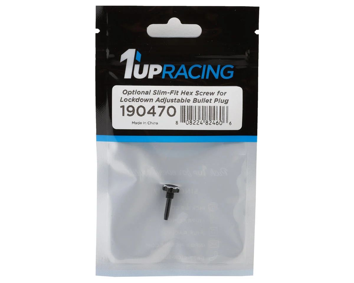 1UP Racing "Lockdown" Adjustable Bullet Plug Grips Slim-Fit Hex Thumb Screw (Black)