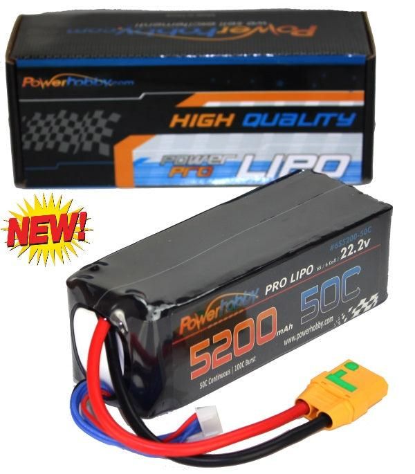 Powerhobby 6S 22.2V 5200mAh 50C Lipo Battery w XT90 Plug Soft Case