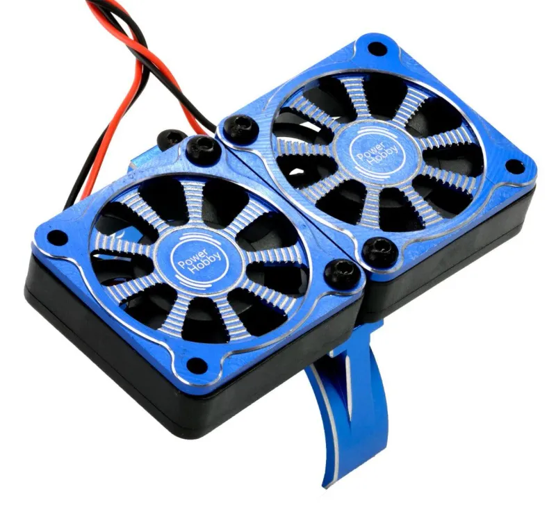 Powerhobby 1/8 Aluminum Heatsink 40mm Dual High Speed Cooling Fans w/Cover Blue
