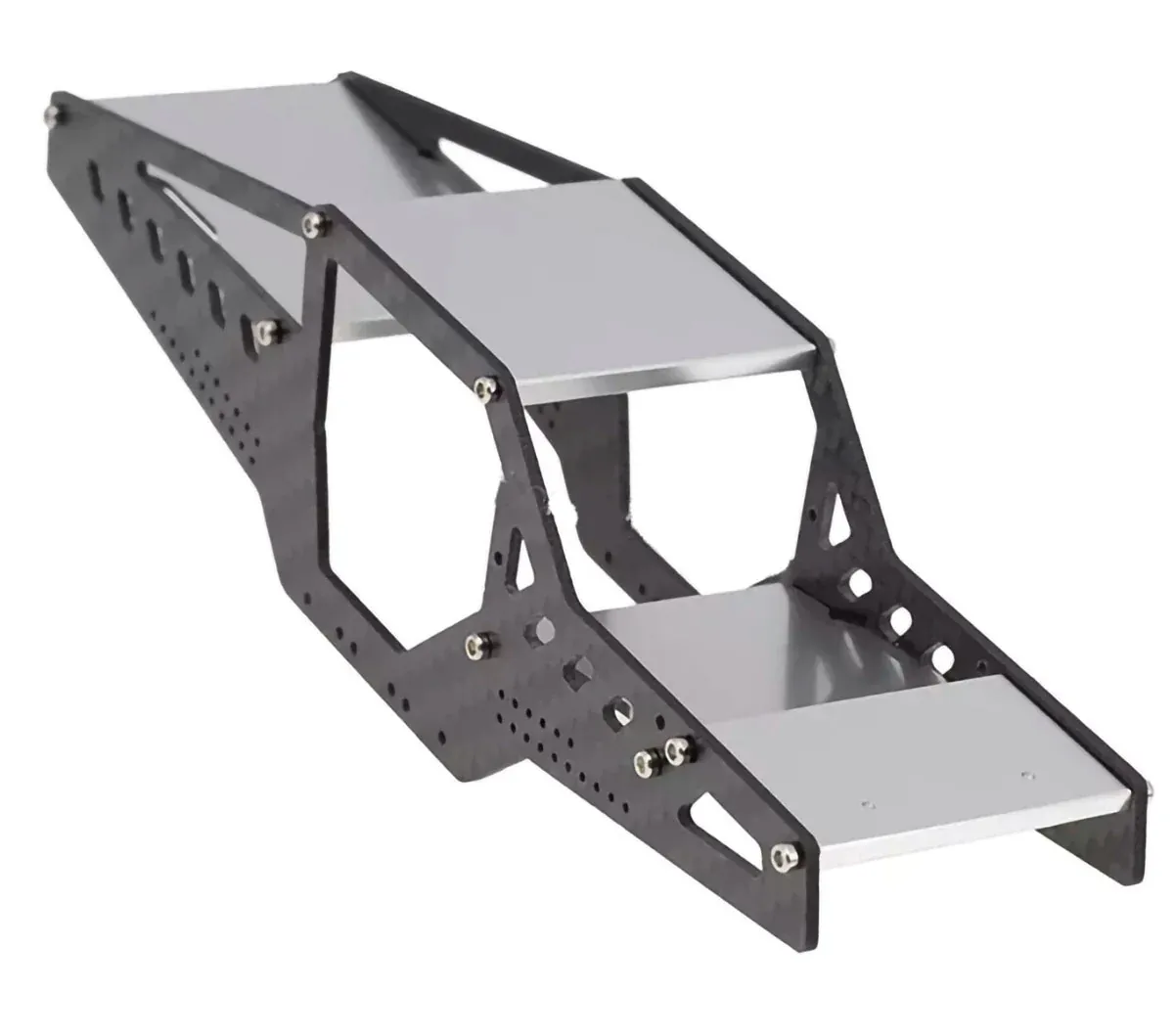 PHBSCX24741-Silver Powerhobby SCX24 Carbon Fiber Aluminum Rock Racer Conversion Chassis Kit Silver