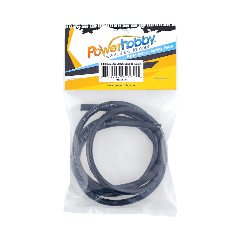 PHB5506 Powerhobby 8AWG RC Silicone Hookup Wire Black 1 Meter