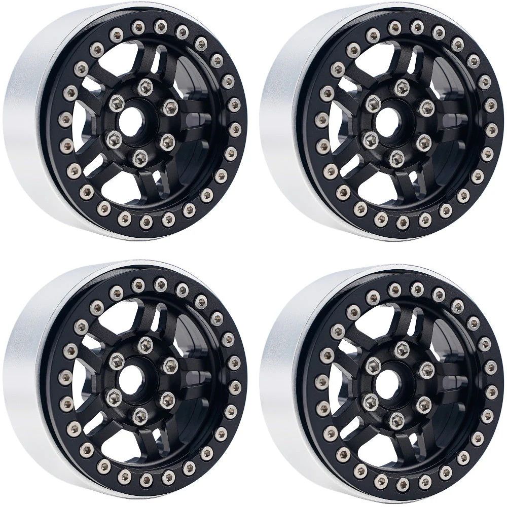 PHB5053Black Powerhobby B4 Aluminum 1.9 Beadlock Wheels 9mm Hubs Black (4) 1/10 Rock Crawler