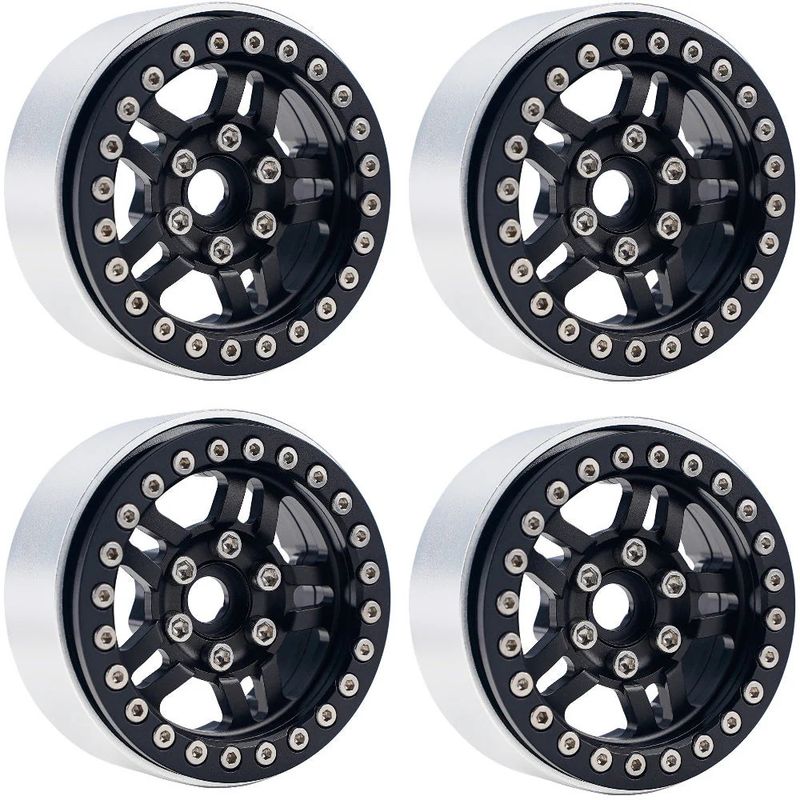 PHB5053Black Powerhobby B4 Aluminum 1.9 Beadlock Wheels 9mm Hubs Black (4) 1/10 Rock Crawler