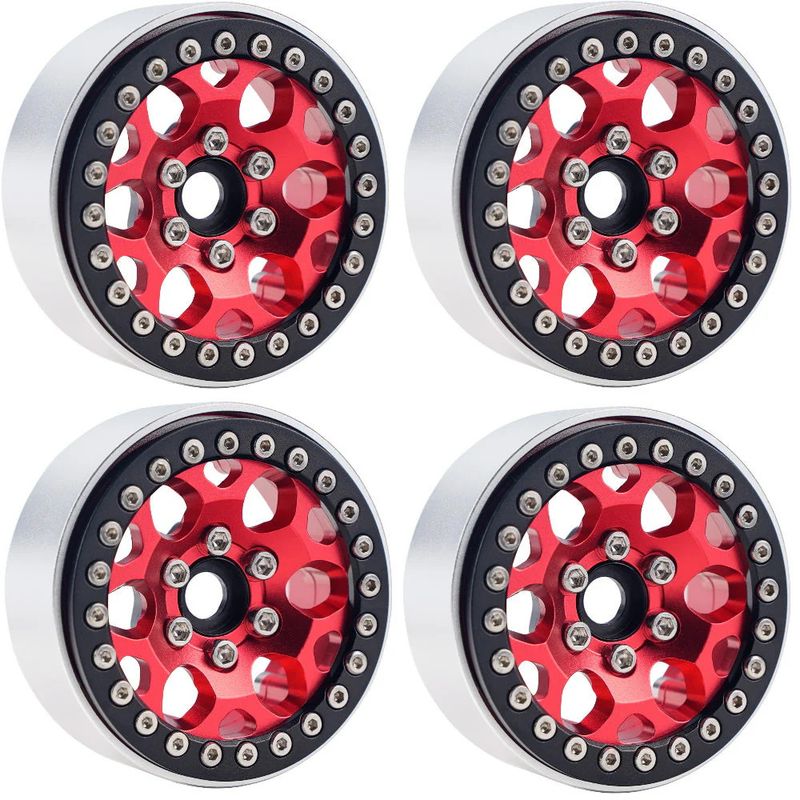 PHB5052Red Powerhobby B3 Aluminum 1.9 Beadlock Wheels 9mm Hubs Red (4) 1/10 Rock Crawler