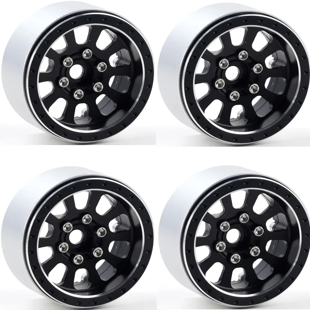 Powerhobby B7 Aluminum 1.9 Beadlock Wheels 9mm Hubs Black (4) 1/10 Rock Crawler