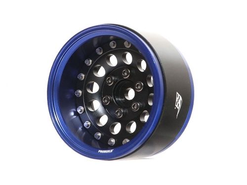 BRPB012BBK Boom Racing ProBuild™ 1.9" R12 Adjustable Offset Aluminum Beadlock Wheels (2) Blue/Matte Black