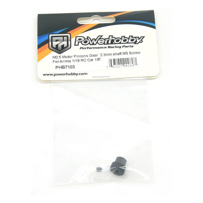 PHB7103 Powerhobby Mod 0.5 2.3mm Bore 19T Pinion Gear Fits Arrma Grom