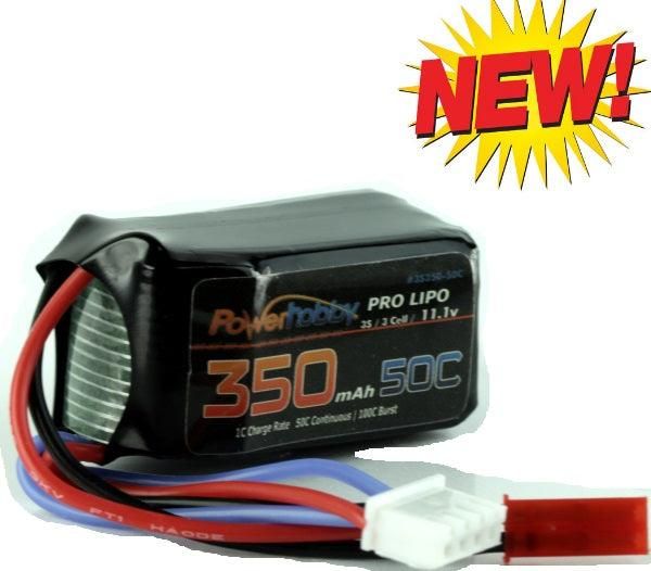 Powerhobby 3s 11.1v 350mah 50c Lipo Battery w JST Plug Blade 180 CFX / 130 S
