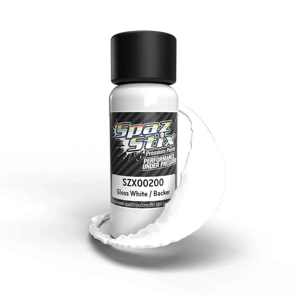 SZX00200 Spaz Stix Solid White/Backer, Airbrush Ready Paint, 2oz Bottle