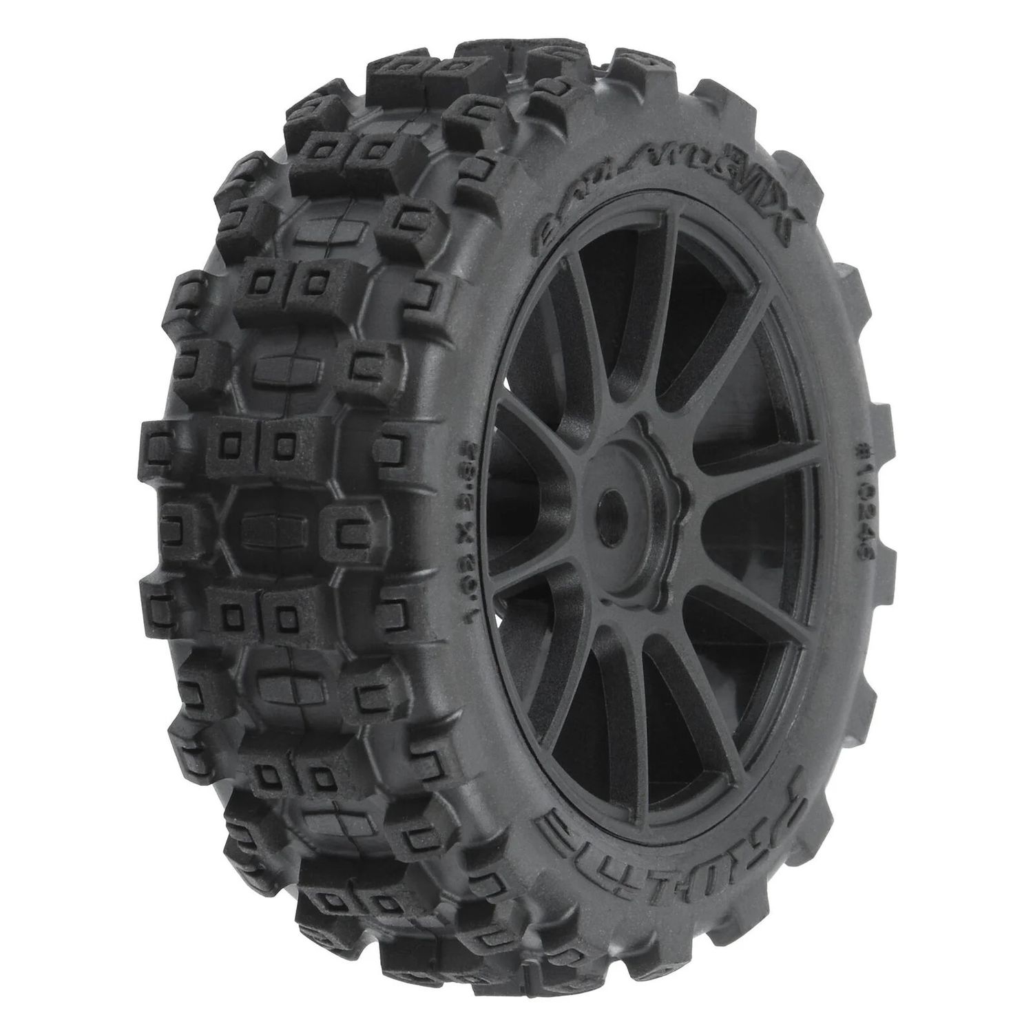 PRO1024610 Badlands MX 1.9" All-Terrain Buggy Tires (4) Mounted on Mach-10 Black 1.9" 12mm Hex Wheels for Typhon GROM 4x4 Front or Rear