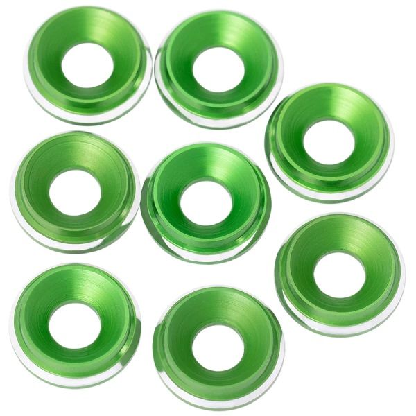 820819 1UP Racing 7075 LowPro Countersunk Washers, M3, Green Shine, 8pcs