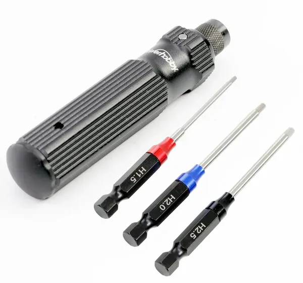 PHBPHT039 Powerhobby RC Hex Driver 1/4" Tool Set Metric 1.5, 2.0, 2.5mm with Handle