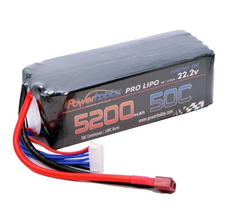 PHB6S520050DNS Powerhobby 6S 22.2V 5200mAh 50C Lipo Battery w Deans Plug 6-cell
