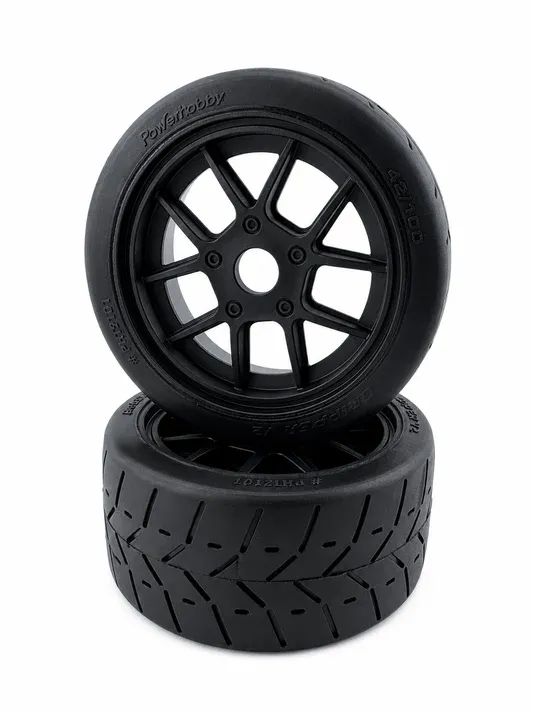 Powerhobby 1/8 Gripper 42/100 Belted Mounted Tires 17mm Black Wheels V2