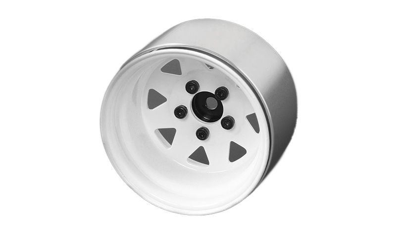 Z-W0242 5 Lug Deep Dish Wagon 1.9" Steel Stamped Beadlock Wheels (White)