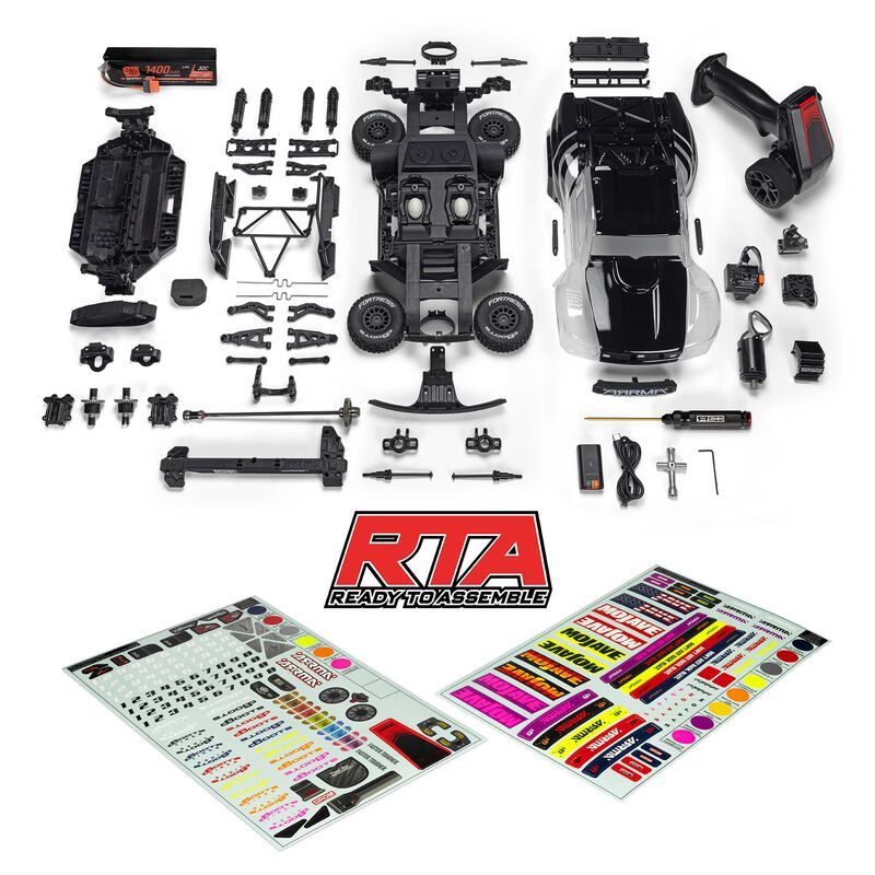 ARA2104KT1 1/16 MOJAVE GROM 4X4 RTA KIT Brushed Desert Truck (Battery &amp; Charger Included), Clear/Black