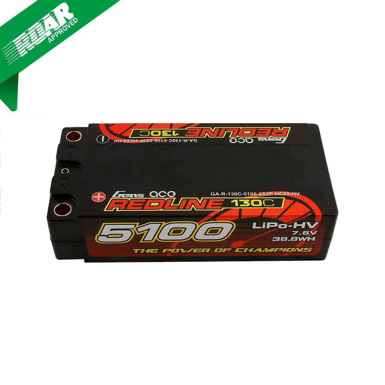 GEA51002S13D5 Gens ace Redline Series 5100mAh 7.6V 130C 2S2P HardCase HV Shorty LiPo Battery