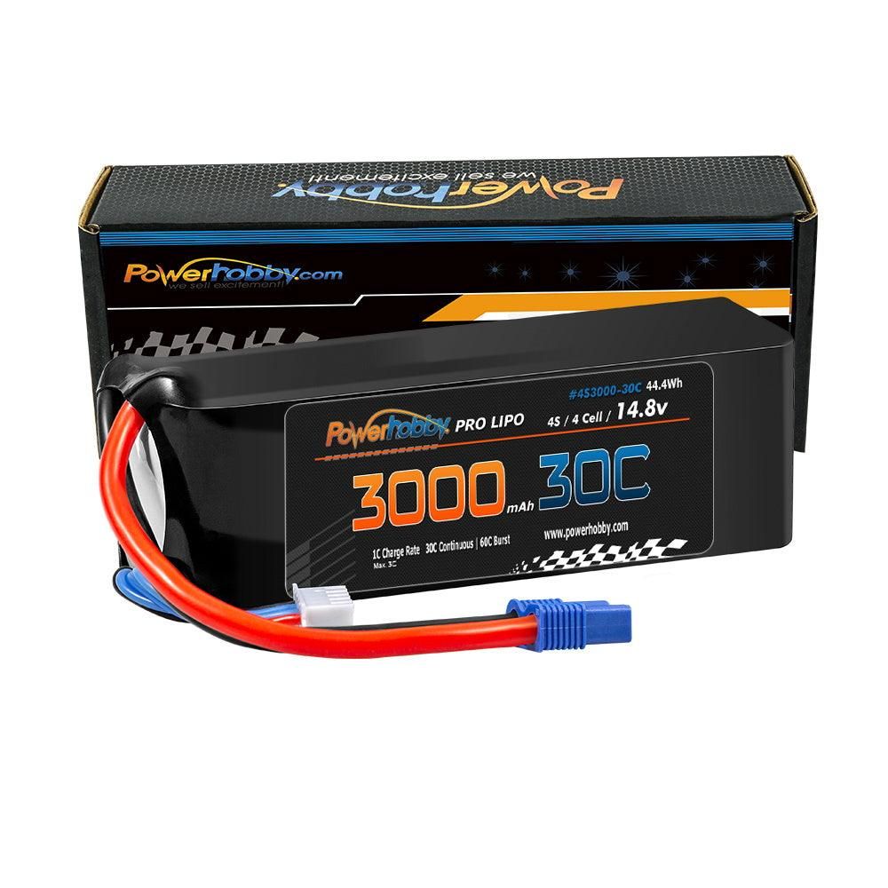 PHB4S300030EC3 Powerhobby 4s 14.8v 3000mah 30C-60C Lipo Battery w EC3 Plug 4-Cell