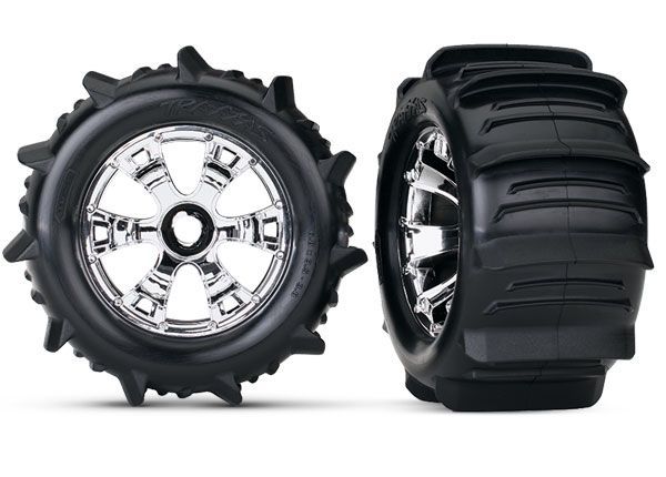 5672 Geode 3.8" Chrome Wheels &amp; Paddle Tires (2)
