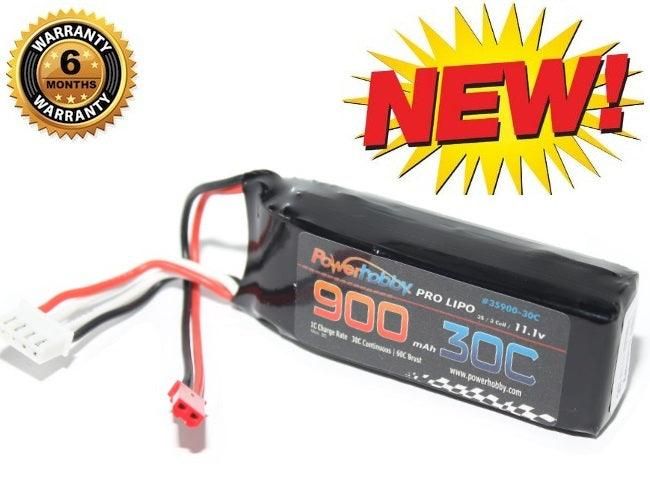 PHB3S90030CJST Powerhobby 3S 11.1V 900mAh 30C Lipo Battery Pack w JST Connetor