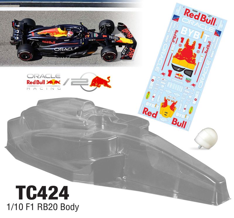 TC424 1/10 RB20 F1 Body Clear Lexan Body .6mm Incl: Driver Decal Sheet