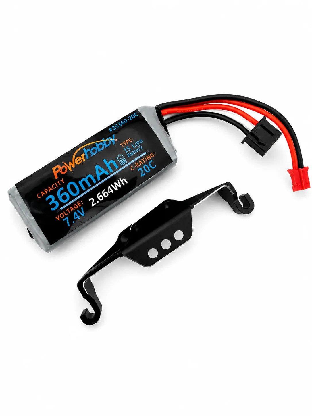 phb7800 Powerhobby Axial SCX30 7.4V 2S 360mAh LiPo Battery + Aluminum Mount