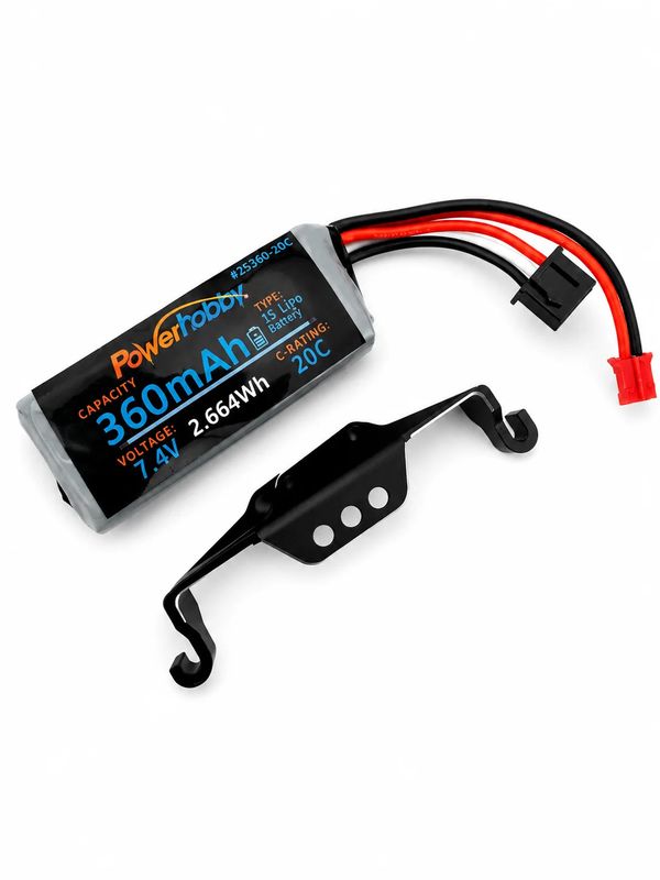 phb7800 Powerhobby Axial SCX30 7.4V 2S 360mAh LiPo Battery + Aluminum Mount