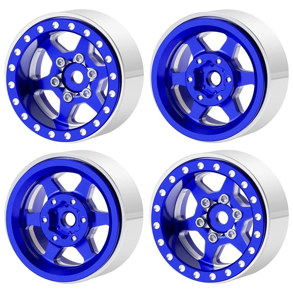 PHB7122Blue Powerhobby 1.0" Beadlock Wheels Blue (4) 1/24 Rock Crawler