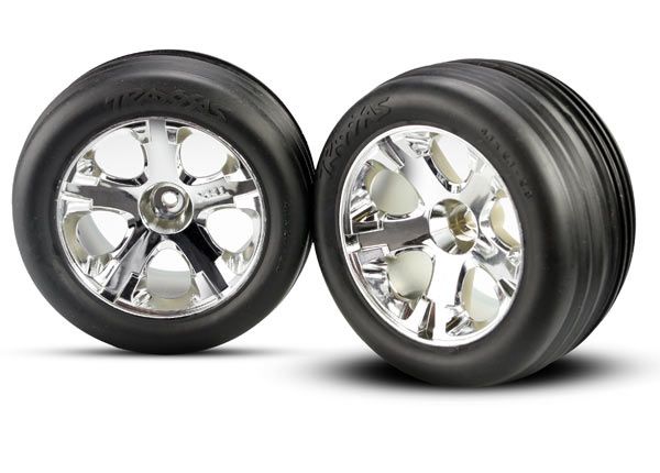 3771 All-Star 2.8" Chrome Wheels &amp; Alias Ribbed Tires (2)