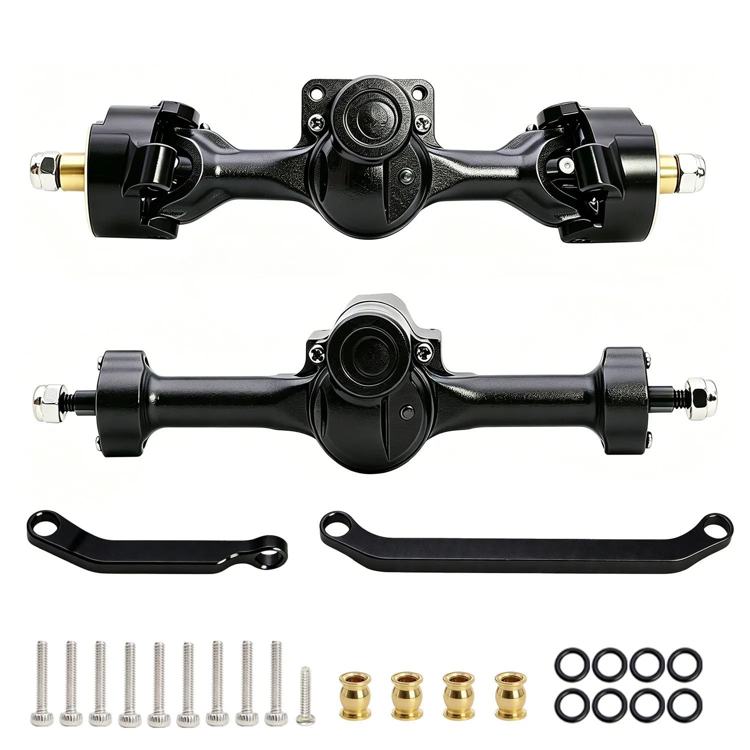 PHB7792Black Powerhobby Axial SCX30 Front + Rear Aluminum Complete Axles Black