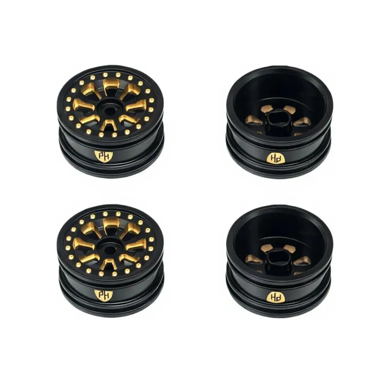PHB7573 Powerhobby Brass Wheels 0.7" Black (4) Axial SCX30