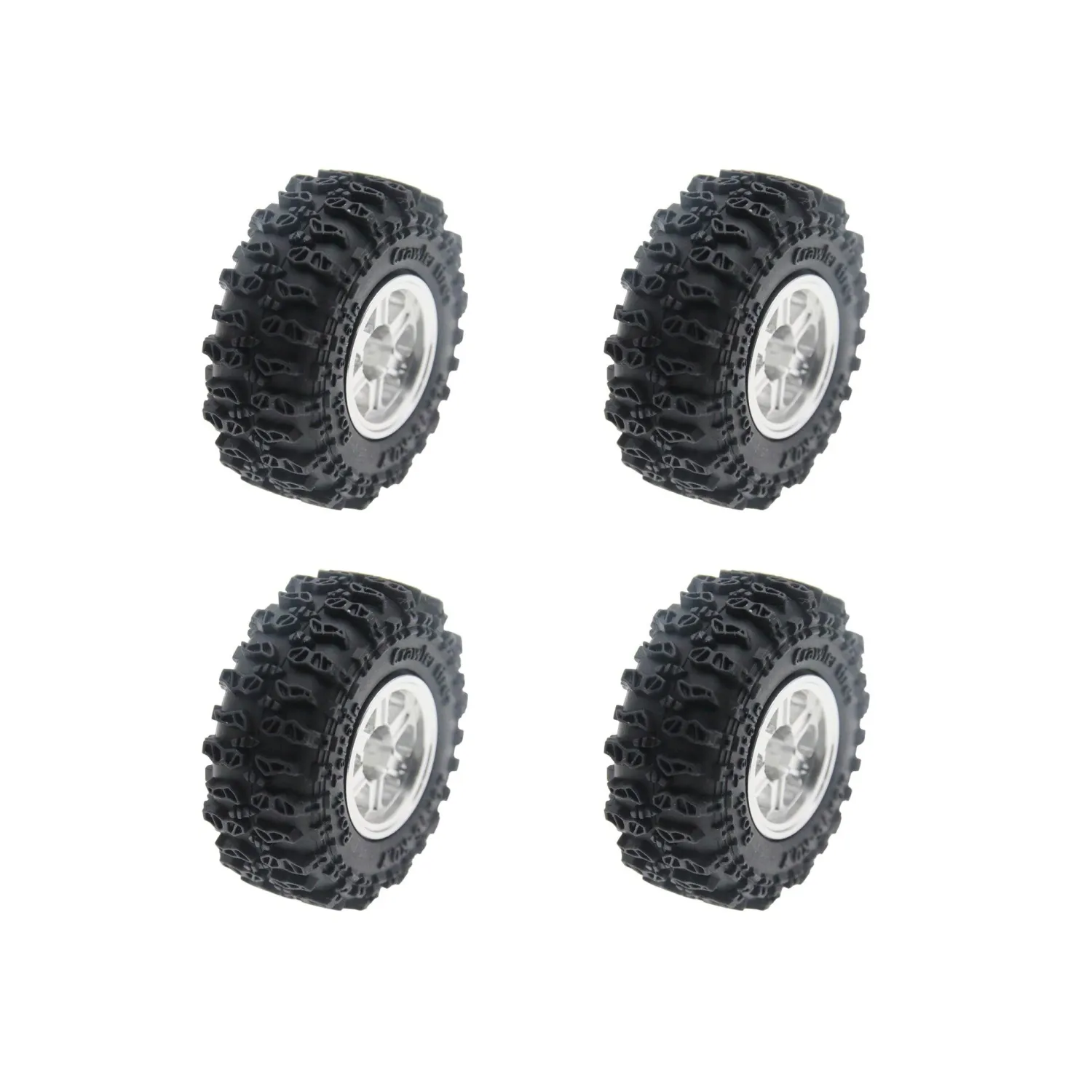 PHB7602 Powerhobby Axial SCX30 0.7" Aluminum Wheels / Tires (4) Silver Type A