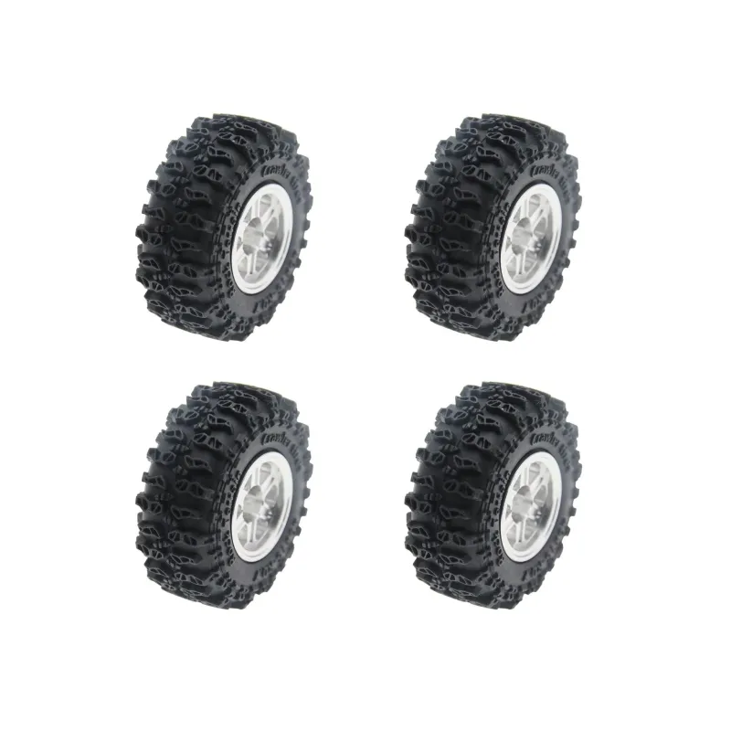 PHB7602 Powerhobby Axial SCX30 0.7" Aluminum Wheels / Tires (4) Silver Type A
