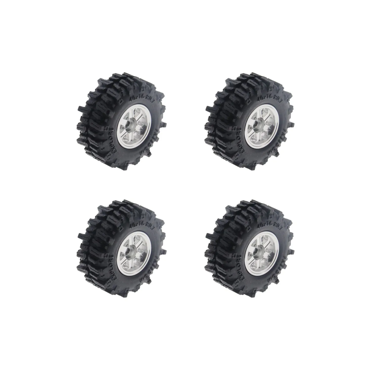 PHB7603 Powerhobby Axial SCX30 0.7" Aluminum Wheels / Tires (4) Silver Type B
