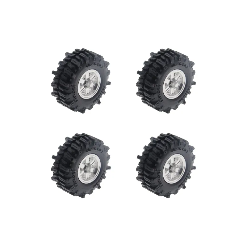 PHB7603 Powerhobby Axial SCX30 0.7" Aluminum Wheels / Tires (4) Silver Type B