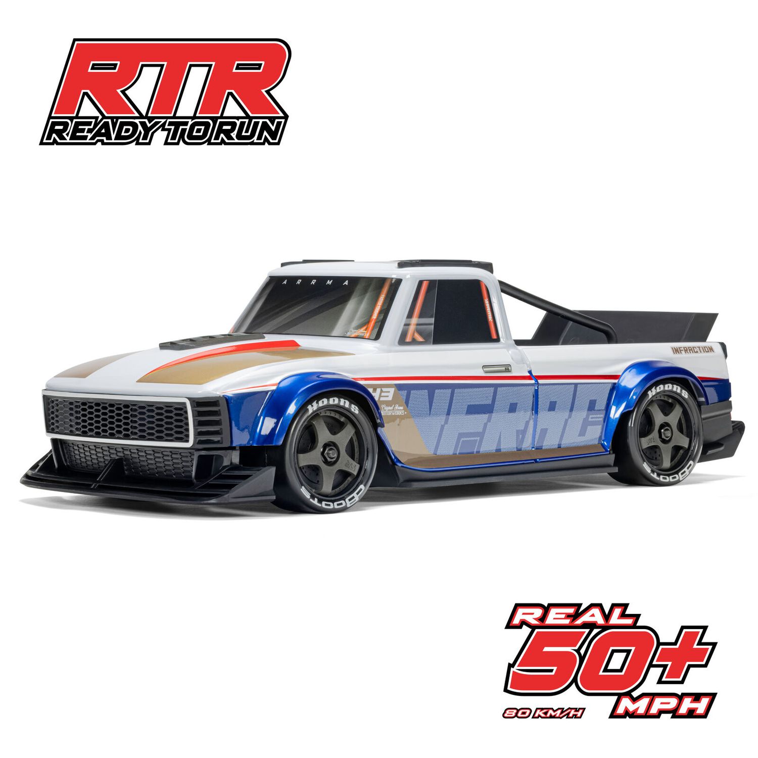 ARA2315T1 1/12 INFRACTION GROM 3S 4X4 RTR Brushless All-Road Street Bash, White/Blue