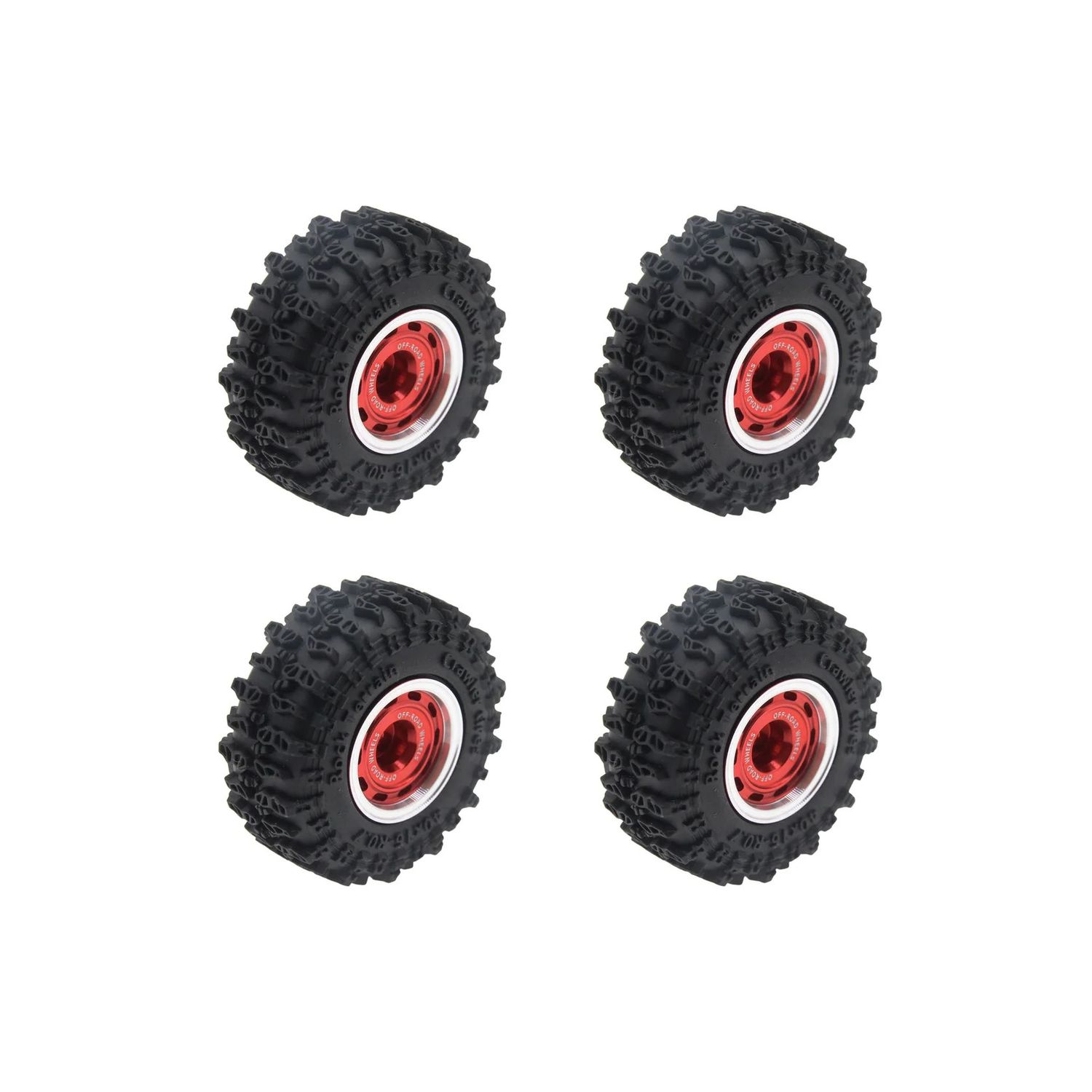 Powerhobby Axial SCX30 0.7" Beadlock Aluminum Wheels / Tires (4) Red Type A