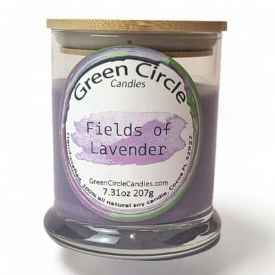 Fields of Lavender | Soy Wax Candle | 12oz Wide Bottom Jar, Bamboo Lid