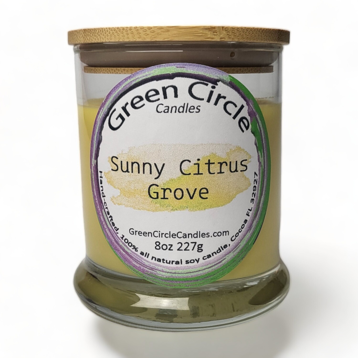 Sunny Citrus Grove | Soy Wax Candle | 12oz Wide Bottom Jar, Bamboo Lid