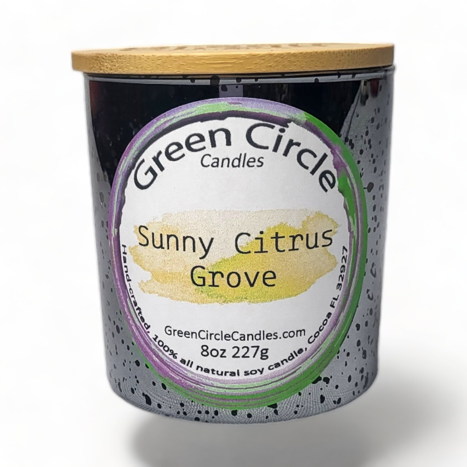 Sunny Citrus Grove | Soy Wax Candle | 11.9oz Silver Meteor Jar, Bamboo Lid | Wood Wick