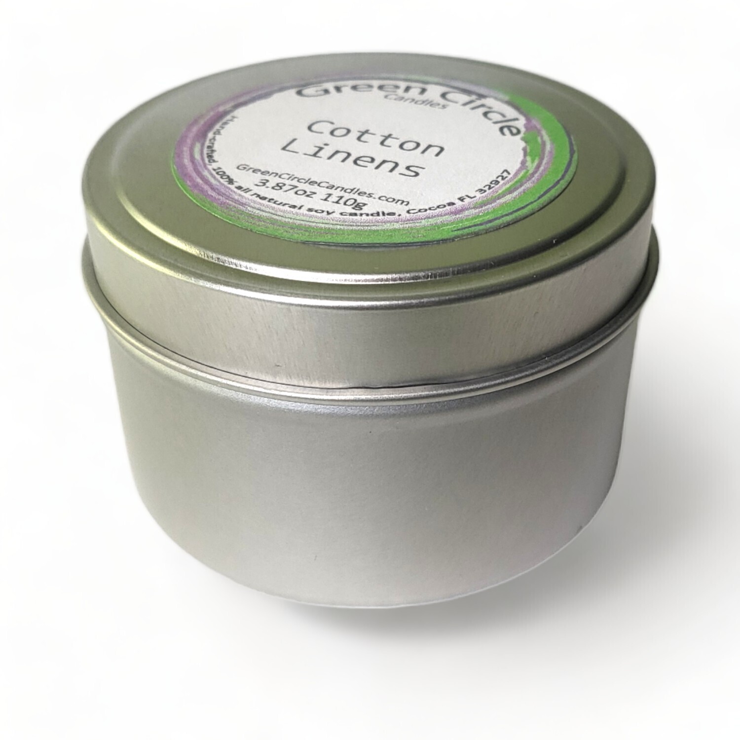 Cotton Linens | Soy Wax Candle | 6oz tin w/ Lid