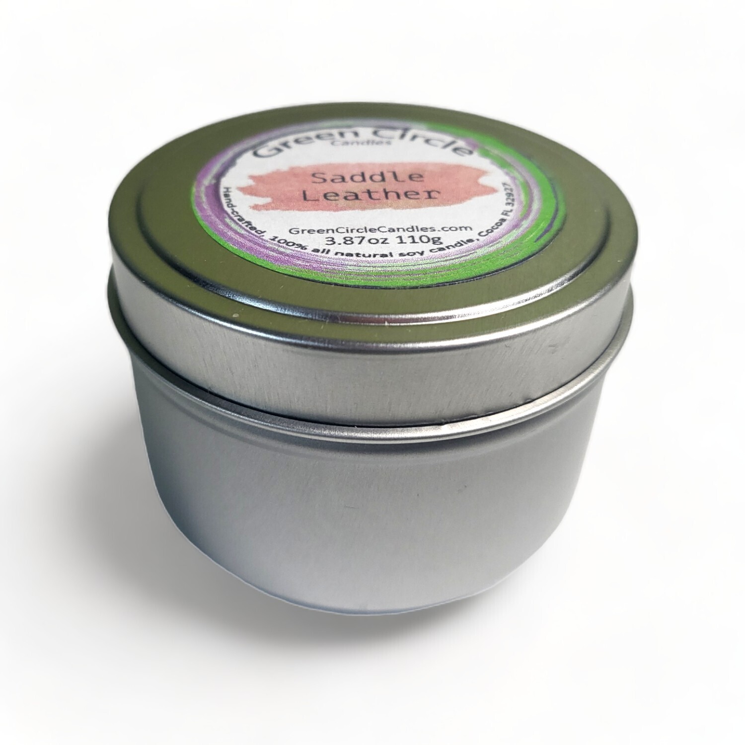 Saddle Leather | Soy Wax Candle | 6oz tin w/ Lid