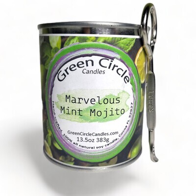 Marvelous Mint Mojito | Soy Wax Candle | 16oz 1 Pint Paint Can With Lid &amp; Opener | Round Wood Wick