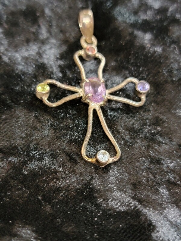 Sterling Silver and Amethyst Cross