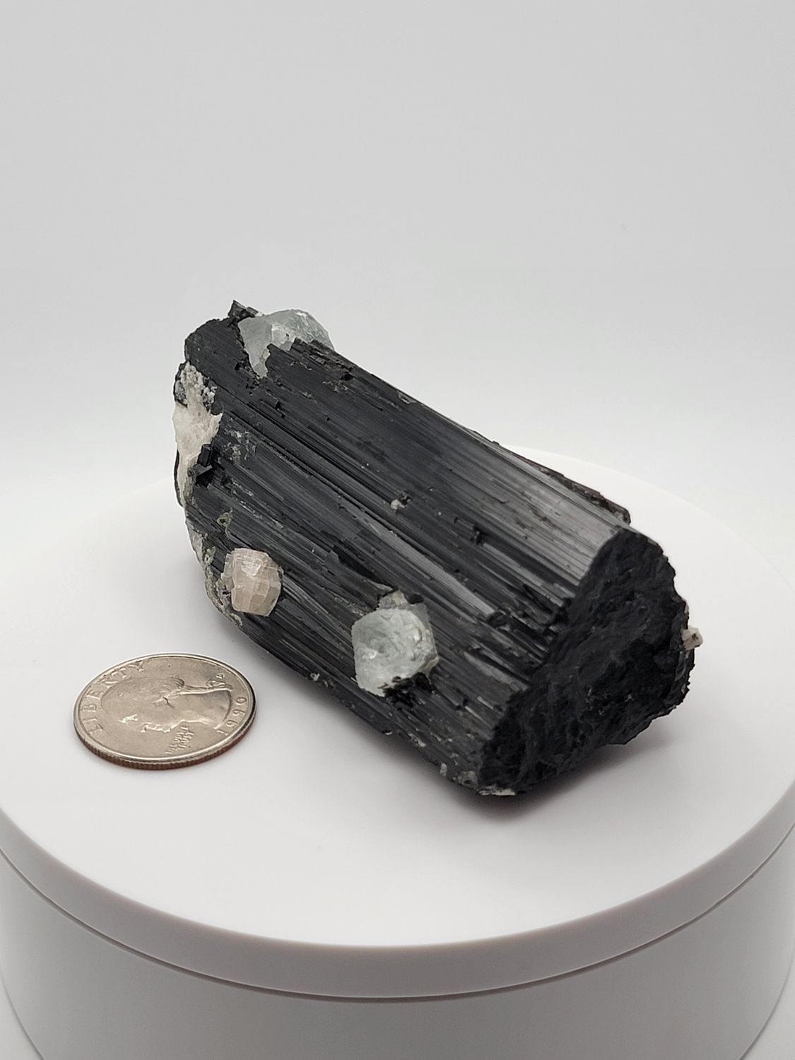 ​Black Tourmaline with Fluorite and Apatite