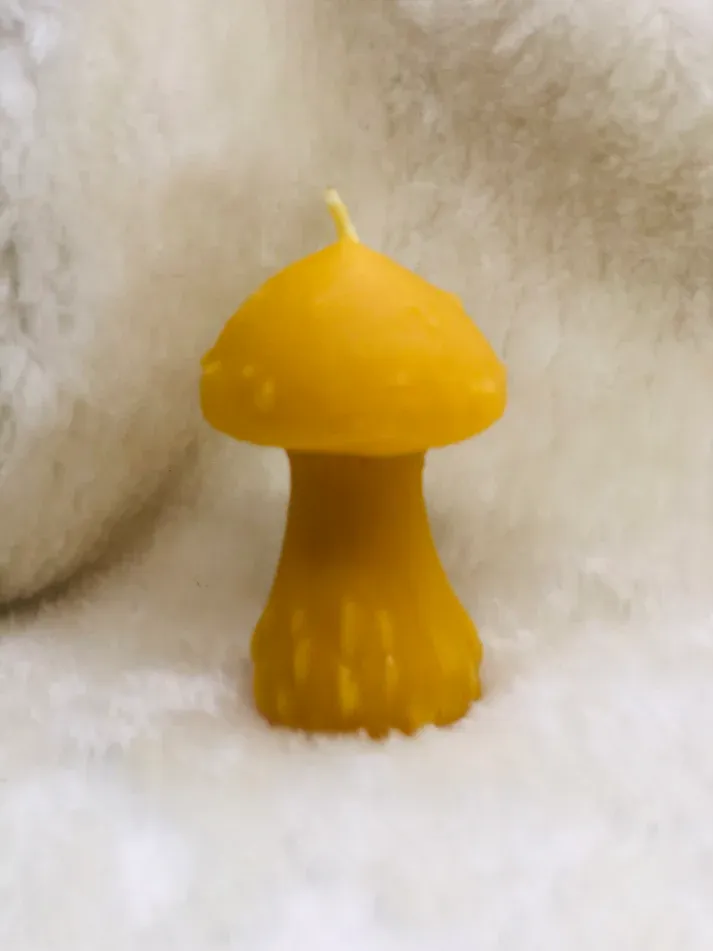 Round Mushroom Beeswax Candle
