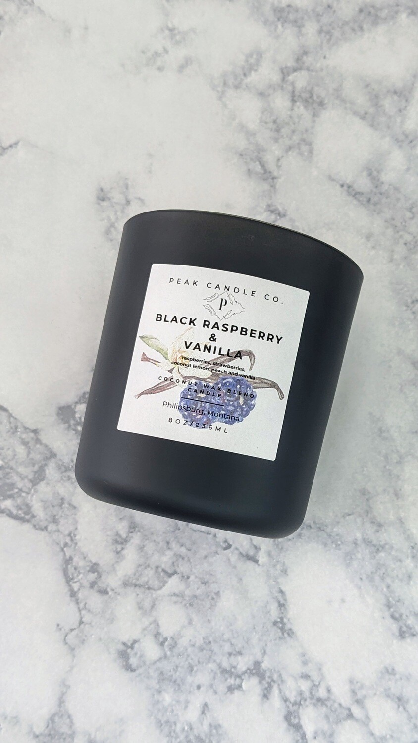 BLACK RASPBERRY &amp; VANILLA 8OZ COCONUT WAX BLEND CANDLE