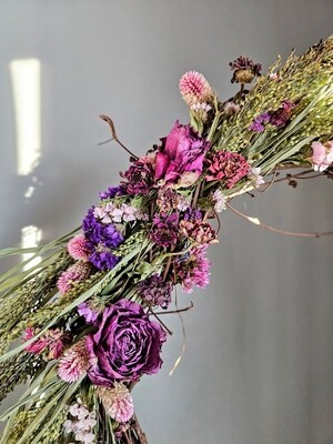 custom inquiry link * Pink & Purple (sold) , Natural Dried Garden Flower Wreath