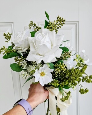 (ready to ship) Playa Blanca and Eucalyptus faux bouquet-small
